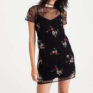 AEO EMBROIDERED MESH OVERLAY DRESS